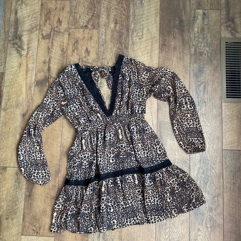 Leopard Chiffon Mini Dress